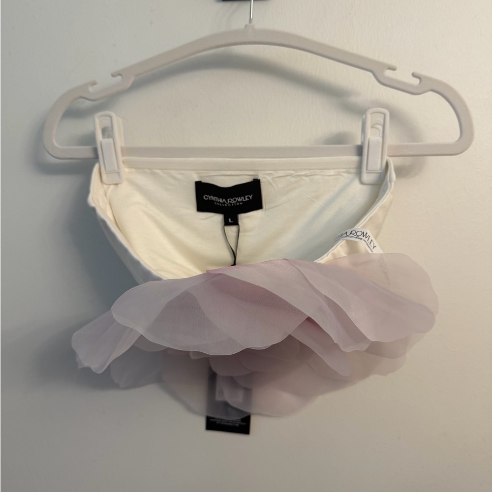 NWT $295 Cynthia Rowley Pink and White Floral Strapless Blouse Runs Small - Picture 8 of 8